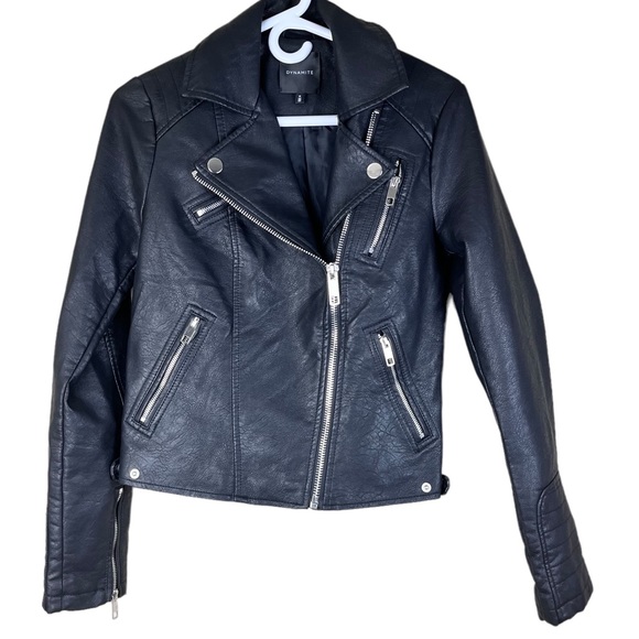 Dynamite Jackets & Blazers - Dynamite Black Vegan Leather multi zipper & snap lined moto jacket sz M